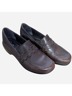 Clarks Dark Brown Leather Loafers - Women's 9